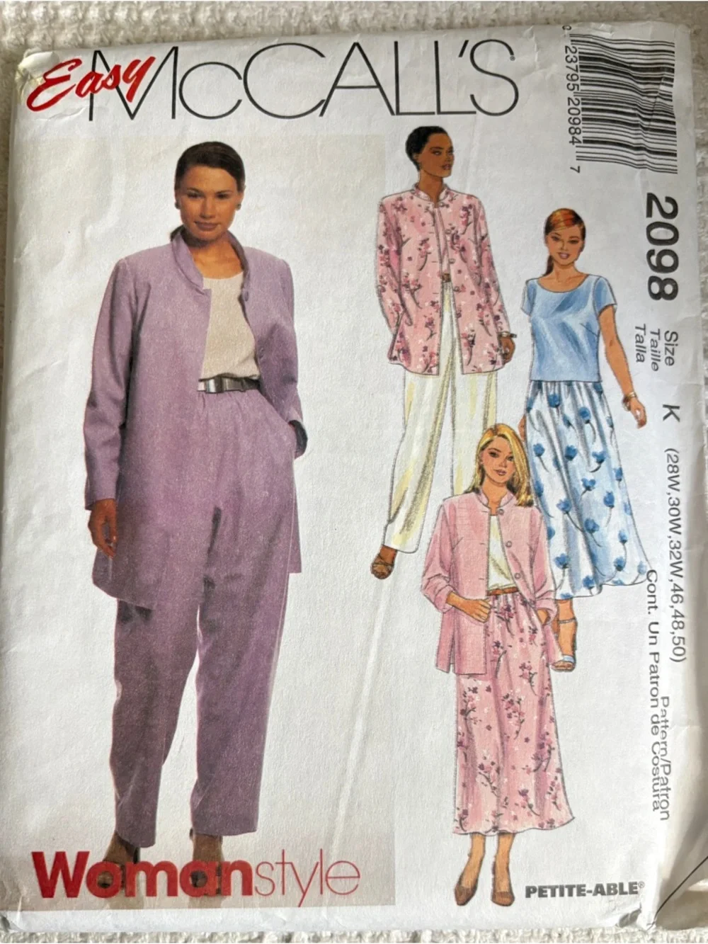 Easy McCalls Woman Style Pattern 2098 K for Women’s Entire Outfit